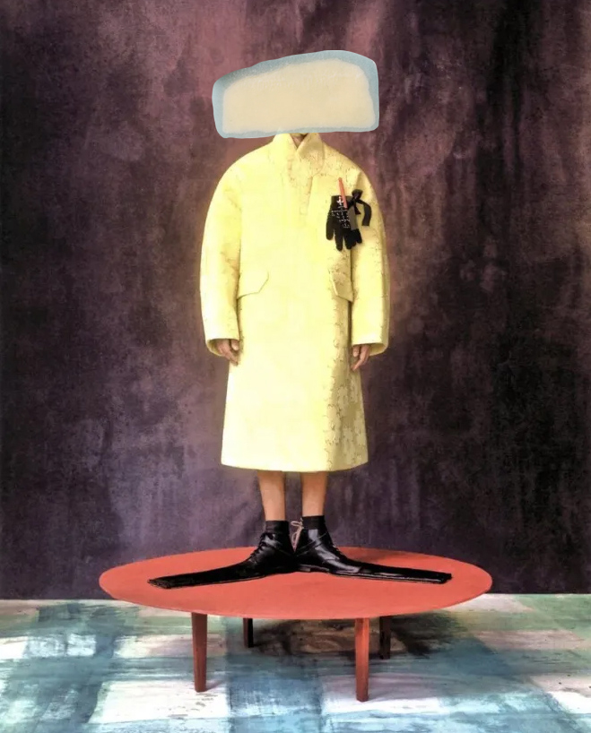 man standing on table